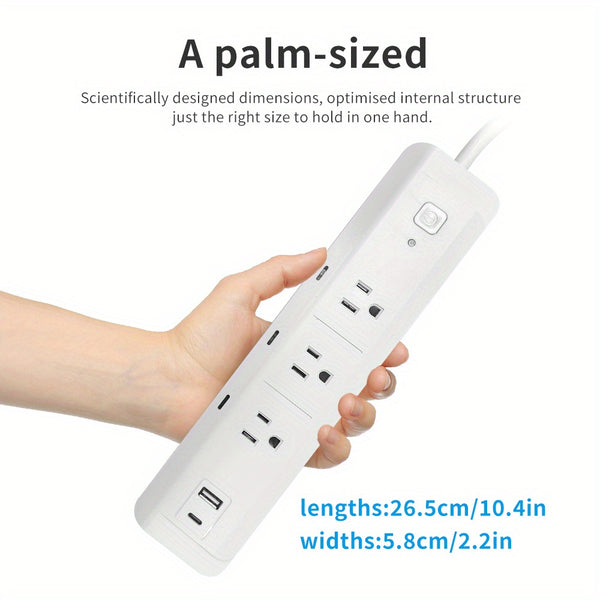 Tuya Smart Multi-Socket A 3-Way Power Strip Individual Outlet Control USB-A + C Ports Remote Control Outlet Smart Home Management Voice-Activated Energy-Efficient Timer Functions Perfect for Home Office Dorm Use