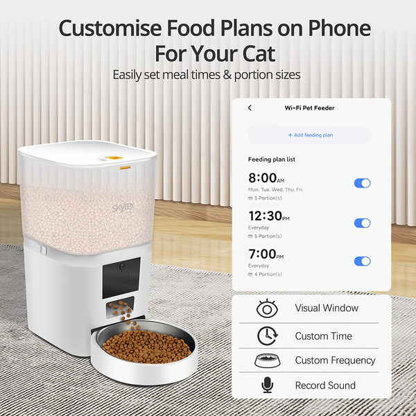 Pet Feeder, An Automatic Feeder for Dogs, Cats And Other Pets At Home, Suitable for Dry Food, with A Diameter Of 3-18mm, A Large Capacity Of 1.59gal, 10 Times A Day, Intelligent Reminders, And Smart Home Helpers, Providing Th