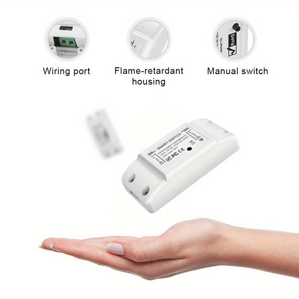 Lixada Smart Switch WiFi and BT Smart Switch 10A 2200W Dual-mode On/Off Device Voice Tuya APP Remote Control Timing Switch Smart Home Voice Control for Electric Appliances Universal Smart Home