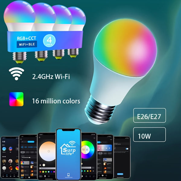 629.92inch Color RGB Music Sync Bulb Smart Home Automation Group Control Party/Wedding Atmosphere Lighting