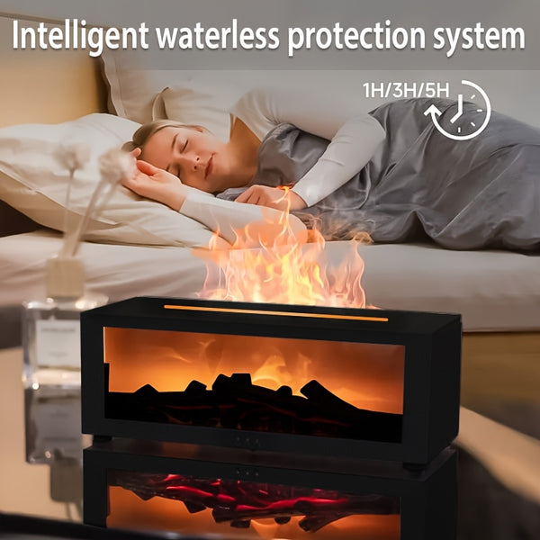 USB-Powered Fireplace Heater & Humidifier with Remote Control, 7-Color Realistic Flame Effect, Auto Shut-Off, Timer, Essential Oil Diffuser, USB Plug-in for Home, Office, Bedroom - Safe Low-Voltage Operation, Ideal Holiday Gi