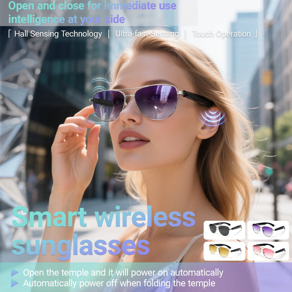 LIGE New Smart Glasses Women Bluetooth Headphones Intelligent Sunglasses Travel UV Protection Anti-Glare Life Waterproof Glasses