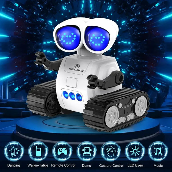 Rechargeable remote control robot toy with music, LED eyes, walkie talkie, children's robot toy, children's RC robot