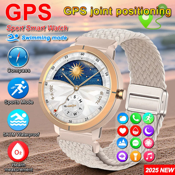 Smart Watch for Women GPS 6-Satellites 1.32” HD AMOLED Display Built-in GPS Bluetooth Call Sports 5ATM Waterproof Smartwatch ma