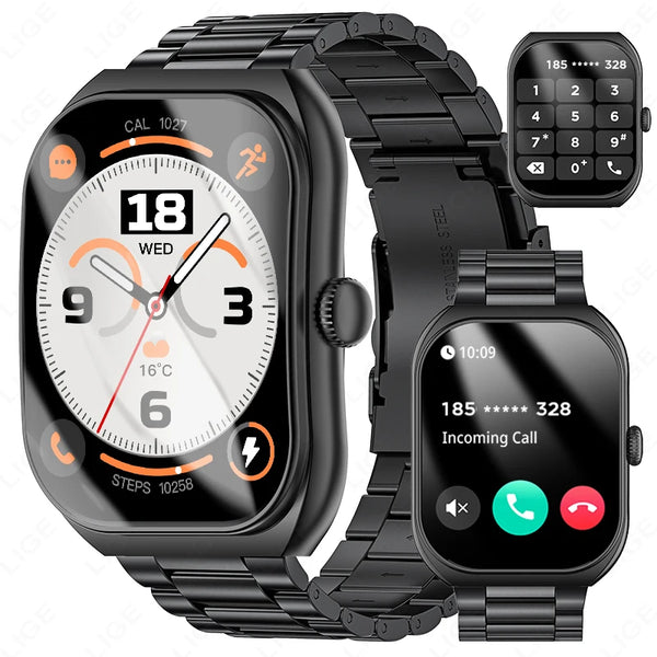 LIGE New 3D Curved Screen Smart Watch 2025 Smartwatch 2.01" Bluetooth Calls Watches Men Women Fitness Bracelet Custom Watch Face