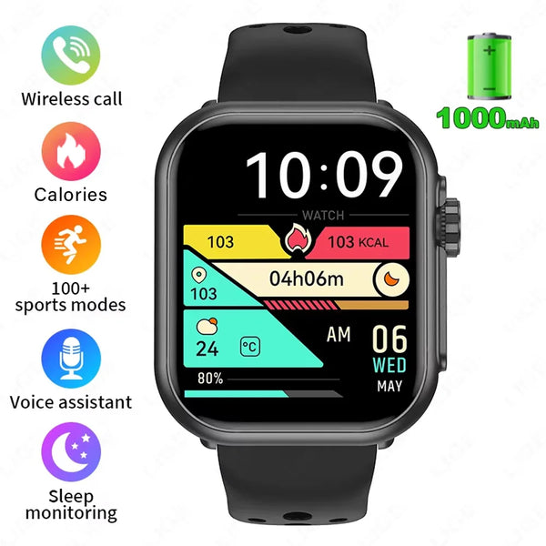 Smart Watch for Men And Women with 1.85" HD Screen 1000mAh Battery 100-Day Standby Fitness Tracker Heart Rate & Sleep Monitor