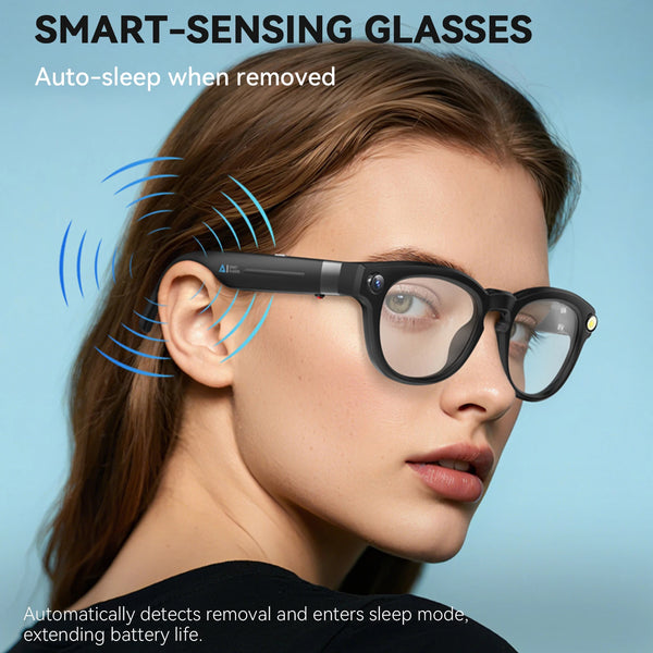 AI Smart Camera Glasses with Real-Time ChatGPT Translation for Men Women AI Glasses for Calls Music Driving Travel UV Protection