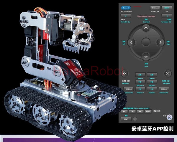 Arduino APP Mobile Robotic Arm with Tank Chassis Car DIY Robot with 20KG digital ServoMotor DIY Stem Toys