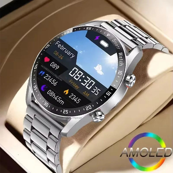 2025 NEW Smart Watch Women Men AMOLED Screen Bluetooth Call Full Touch Screen Weather Call Sports Smart Bracelet 5ATM Waterproof