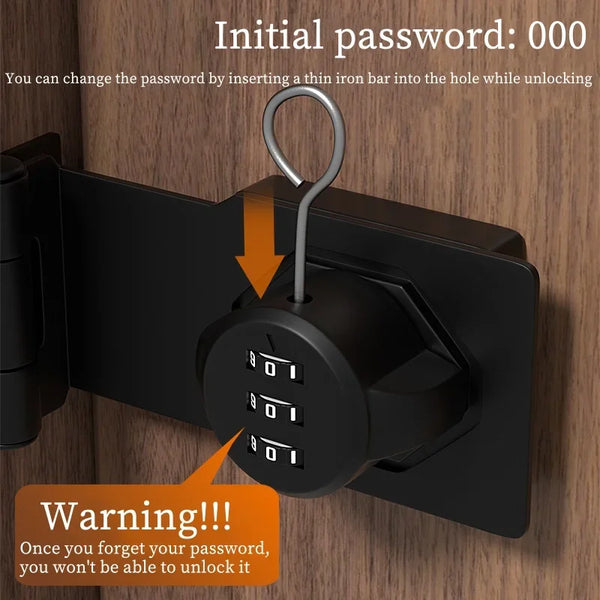 Anti-Theft Password Door Lock - 4.5-inch 90° Slide Bolt Latch for Push/Pull Gates, Interior Security Lock