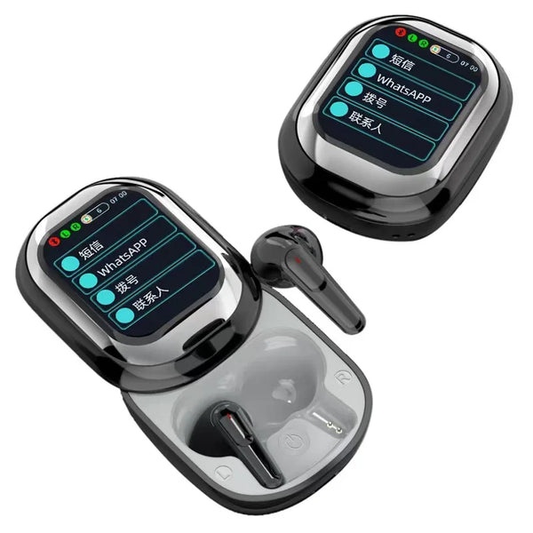 Smart Bluetooth Earphones with Slide, Touch Screen, ANC Noise Reduction, Long Battery Life, and Multiple Languages