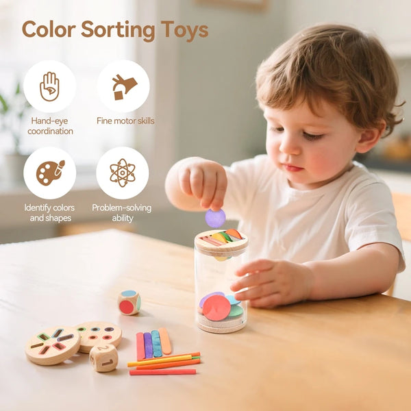 Montessori The Baby Toys Silicone Educational Toys Cognitive Toys Color Matching Bucket Toddler Toys Sensor Game Baby Games