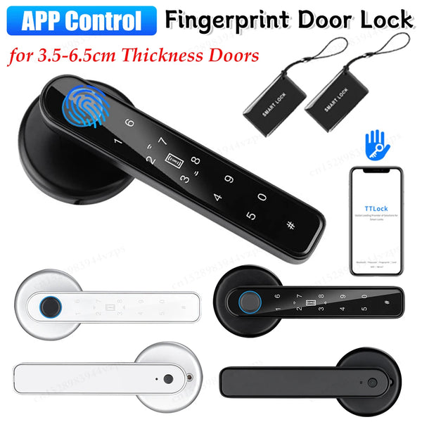 Digital Door Lock Biometric Fingerprint Lock Smart Home Anti Peeping TTLOCK APP Control Type-C Charging Intelligent Door Lock