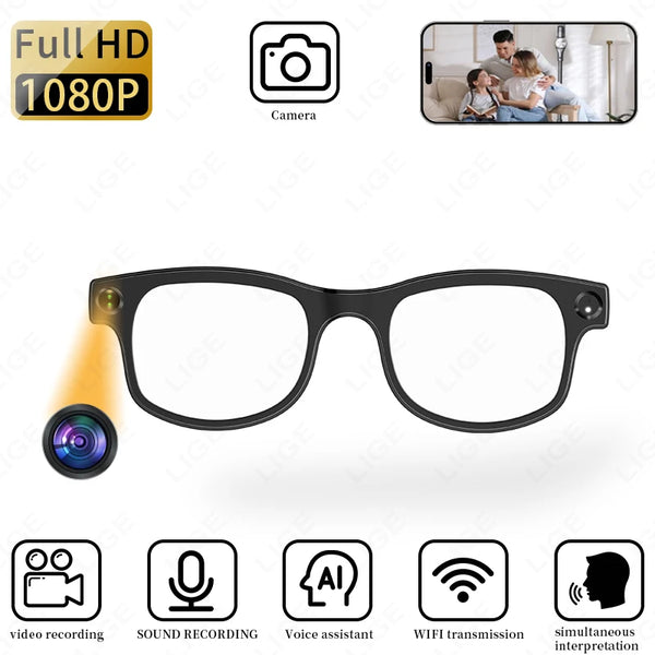 LIGE Smart AI Glasses 500W Pixel Camera Glasses Bluetooth Micro Camera Photography Video Recorder Music Call 270mAh Sunglasses