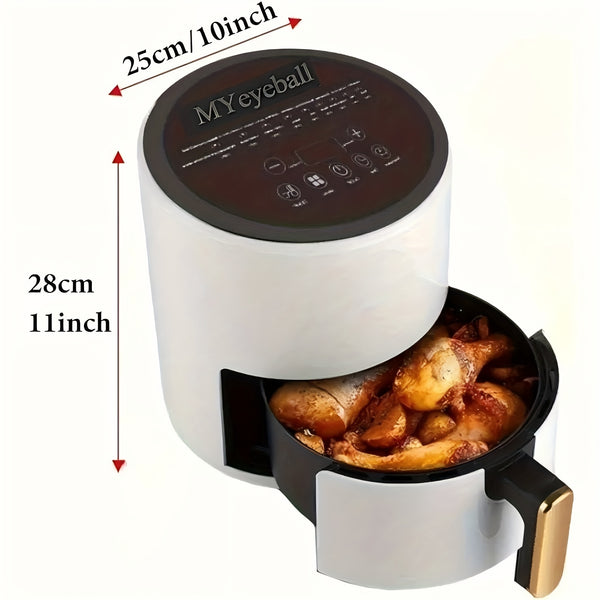 Air Fryer 6.5QT, Smart Home Visual Touch Screen Electric Fryer Oil-free Multifunctional Potato Chip Oven Crispy Skin, Baking, Reheating, Baking Fast and Easy To Eat White&black