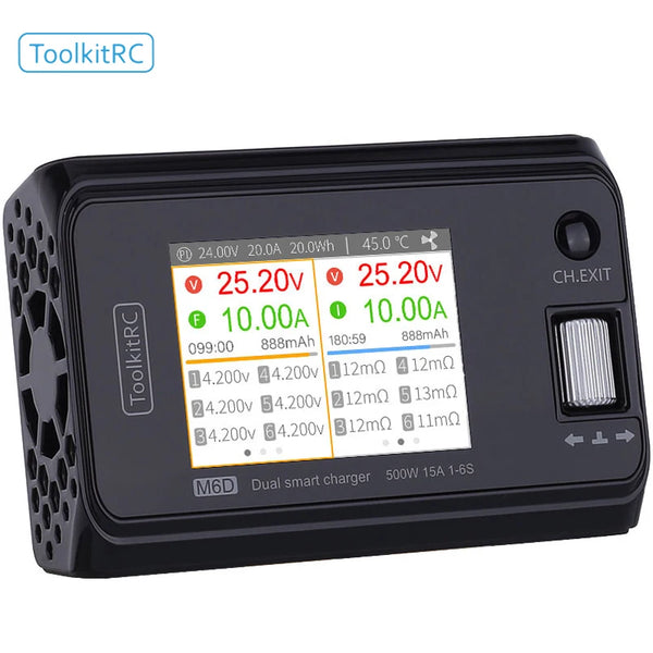 2024 ToolkitRC M6D 500W 15A DC Dual Channel MINI Smart Charger Discharger For 1-6S Lipo Battery FPV Model Spare Parts