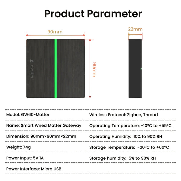 AVATTO Matter Zigbee Gateway Hub Smart Home Wired Bridge Siri Voice Controller Support Homekit Smartthings Alexa Google Home