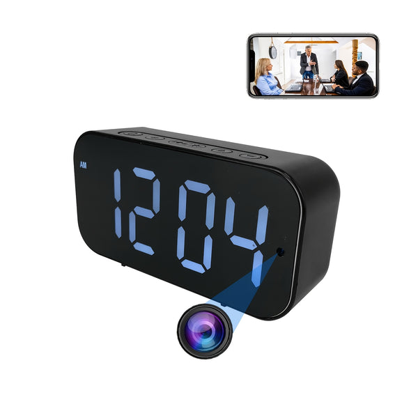 Clock Camera With 1080P HD, Motion Detection, Remote Viewing, Wifi, Audio & Video Recording – Indoor Security Camera, Smart Home Device, Multifunctional Clock, Speaker & Surveillance System